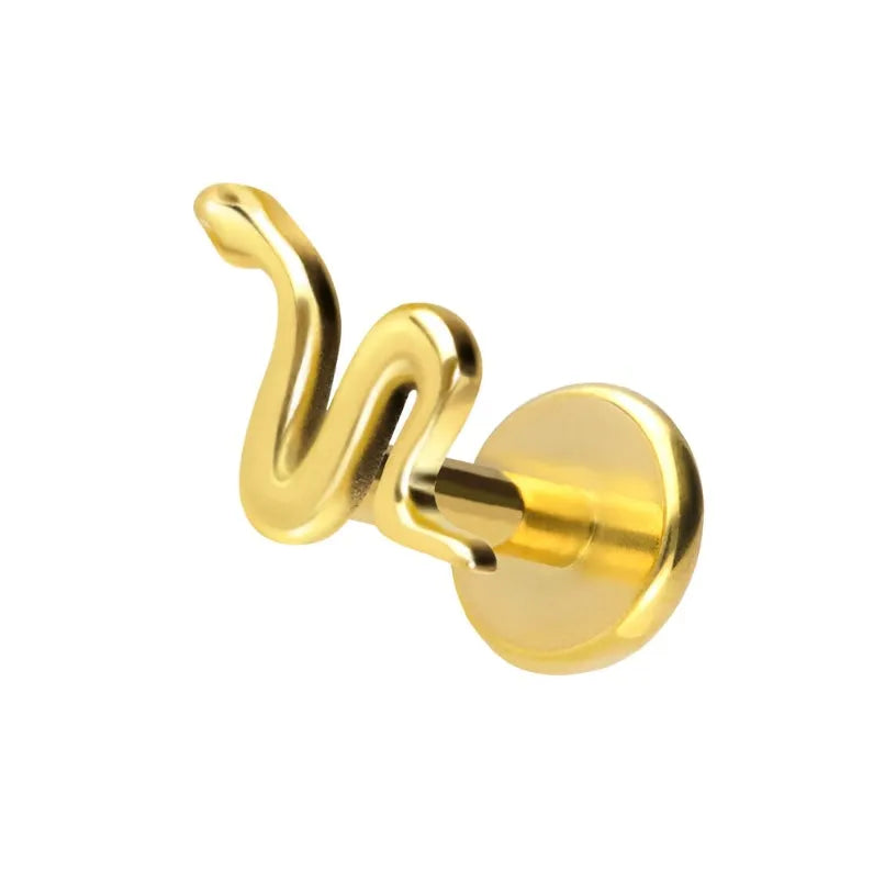Titanium Push Pin Flat Back Stud - Dainty Snake