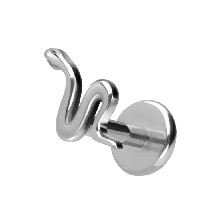 Titanium Push Pin Flat Back Stud - Dainty Snake