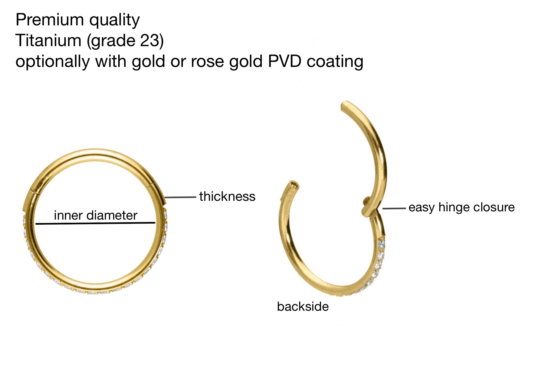 Titanium Nose Ring Clicker Hoop - Daintiest Crystals