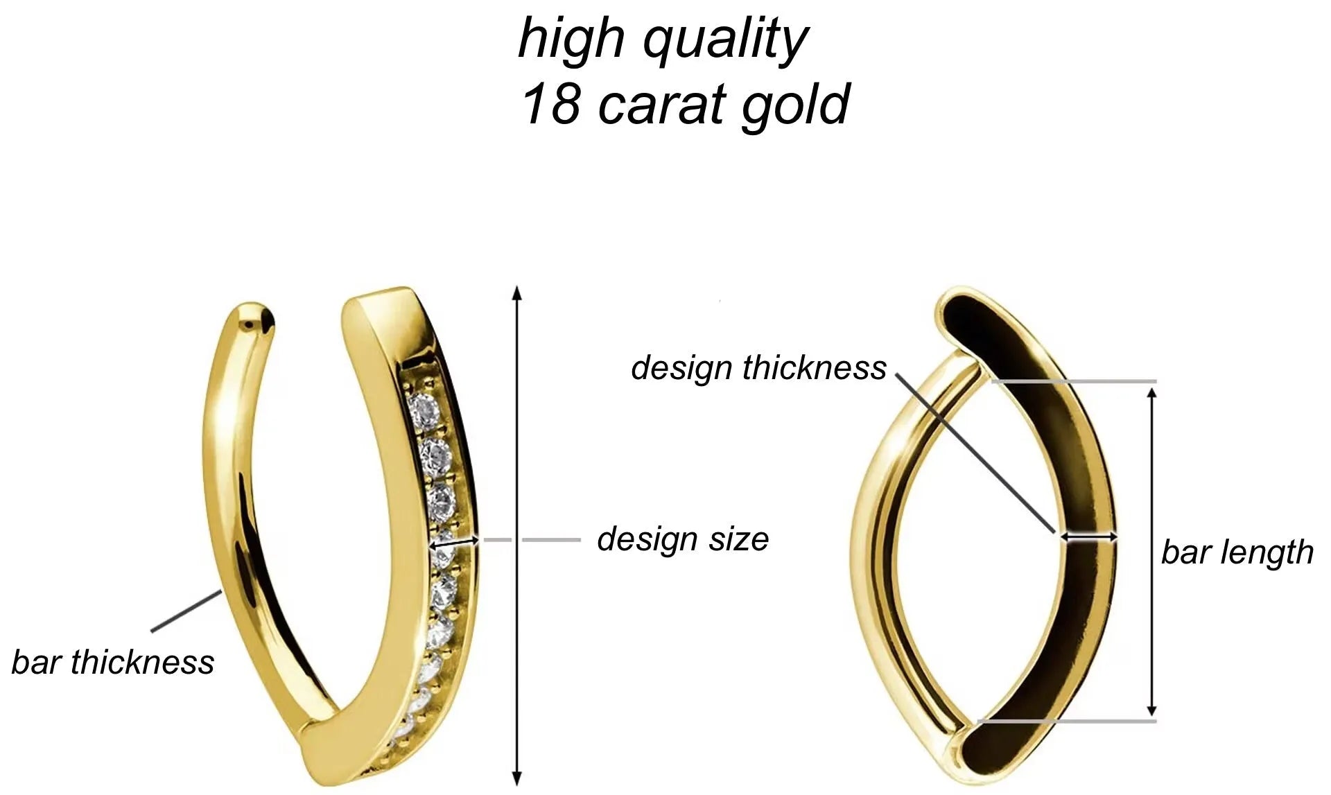 18K Gold Belly Button Ring - Shiny Clicker Hoop