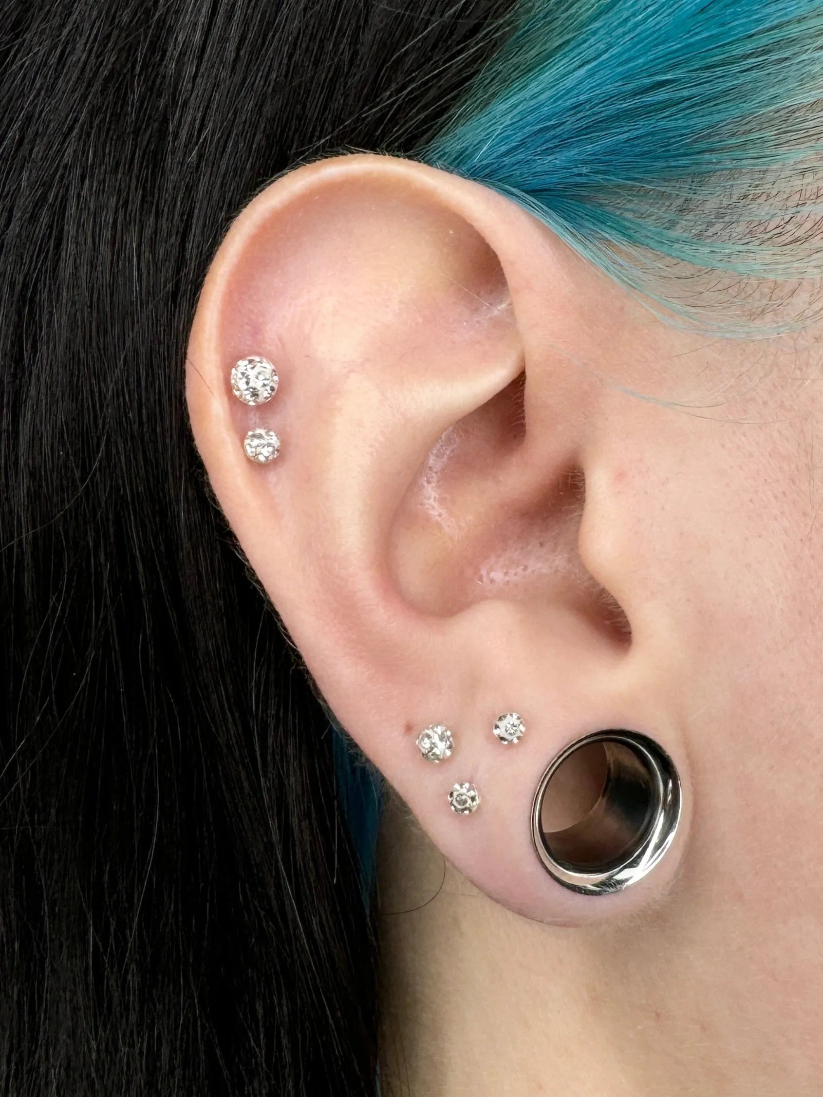 Titanium Push Pin Flat Back Stud - Multi Crystal Ball