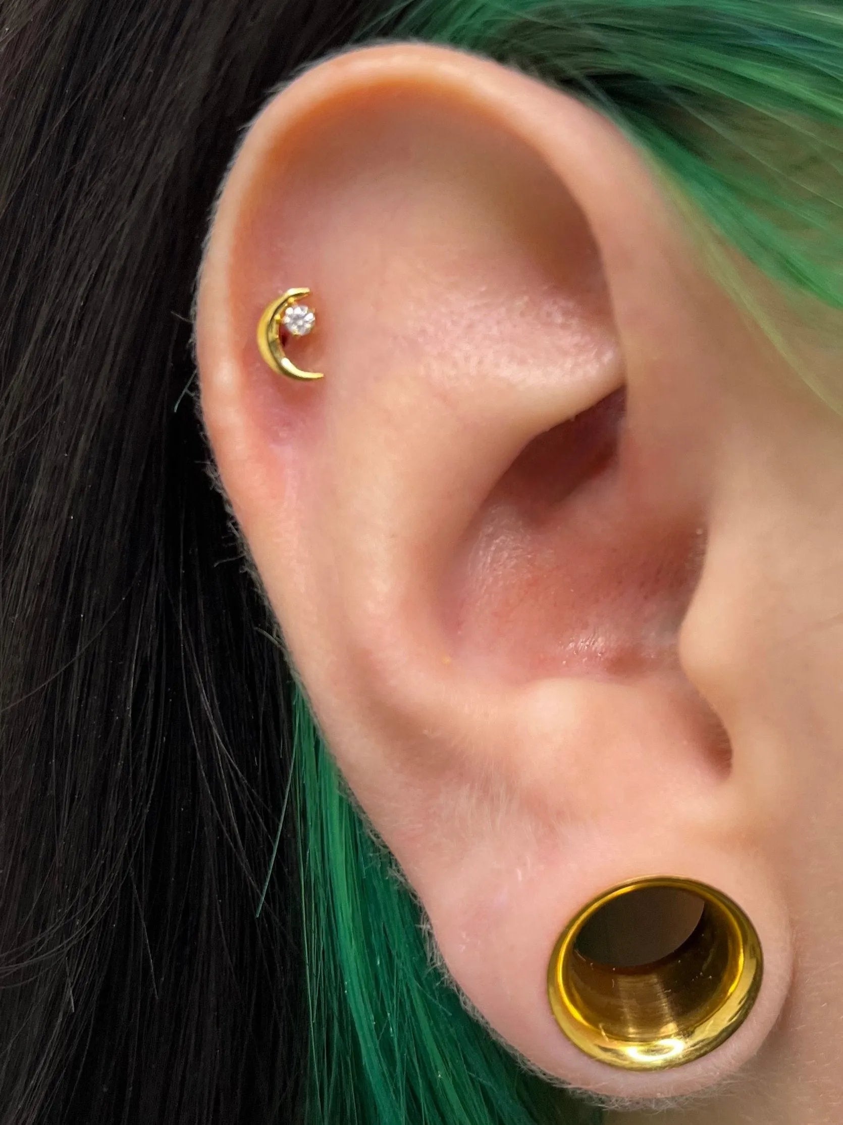 Titanium Push Pin Flat Back Stud - Cute Sparkle Moon