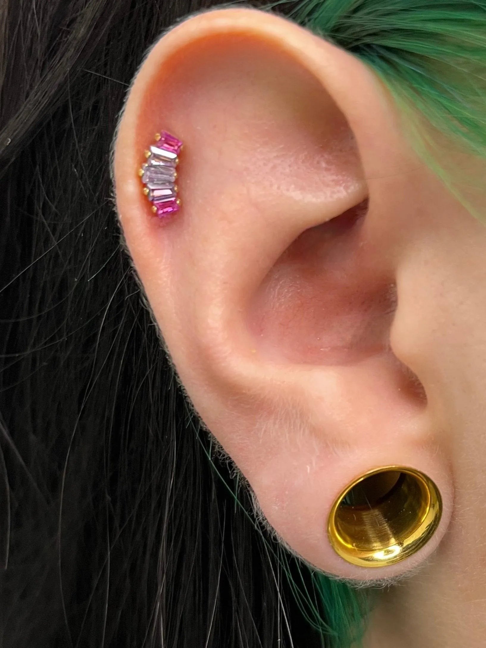 Titanium Push Pin Flat Back Stud - Lavender Crystal Arch