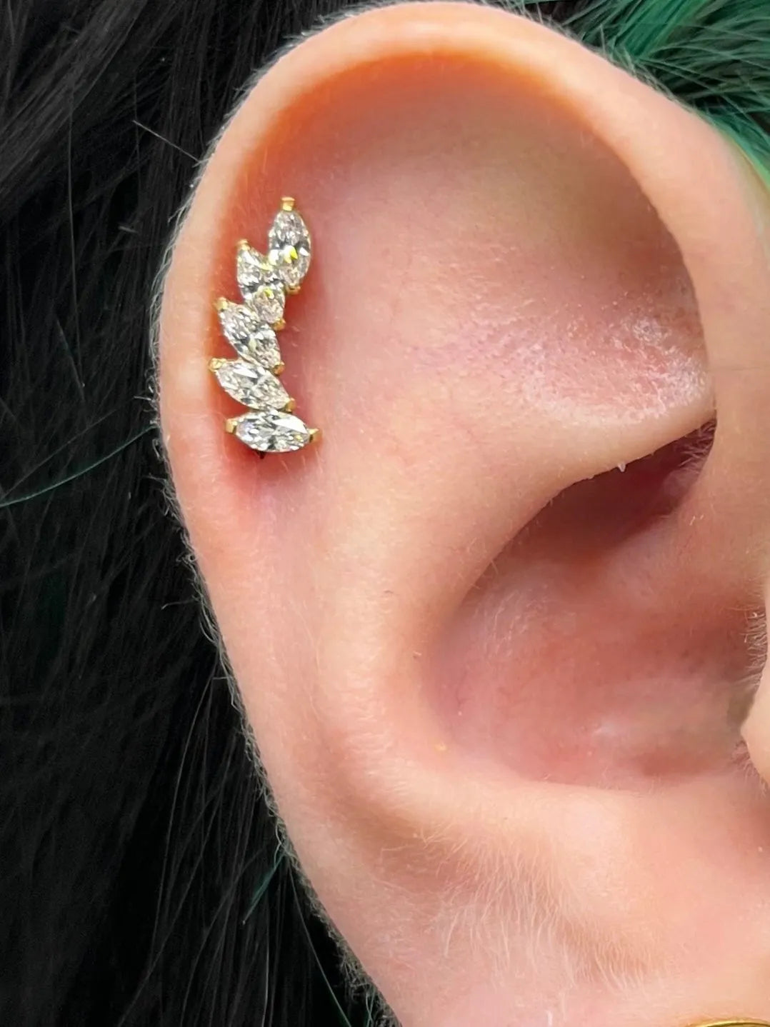 Titanium Push Pin Flat Back Stud - Extravagant Crystal Curve