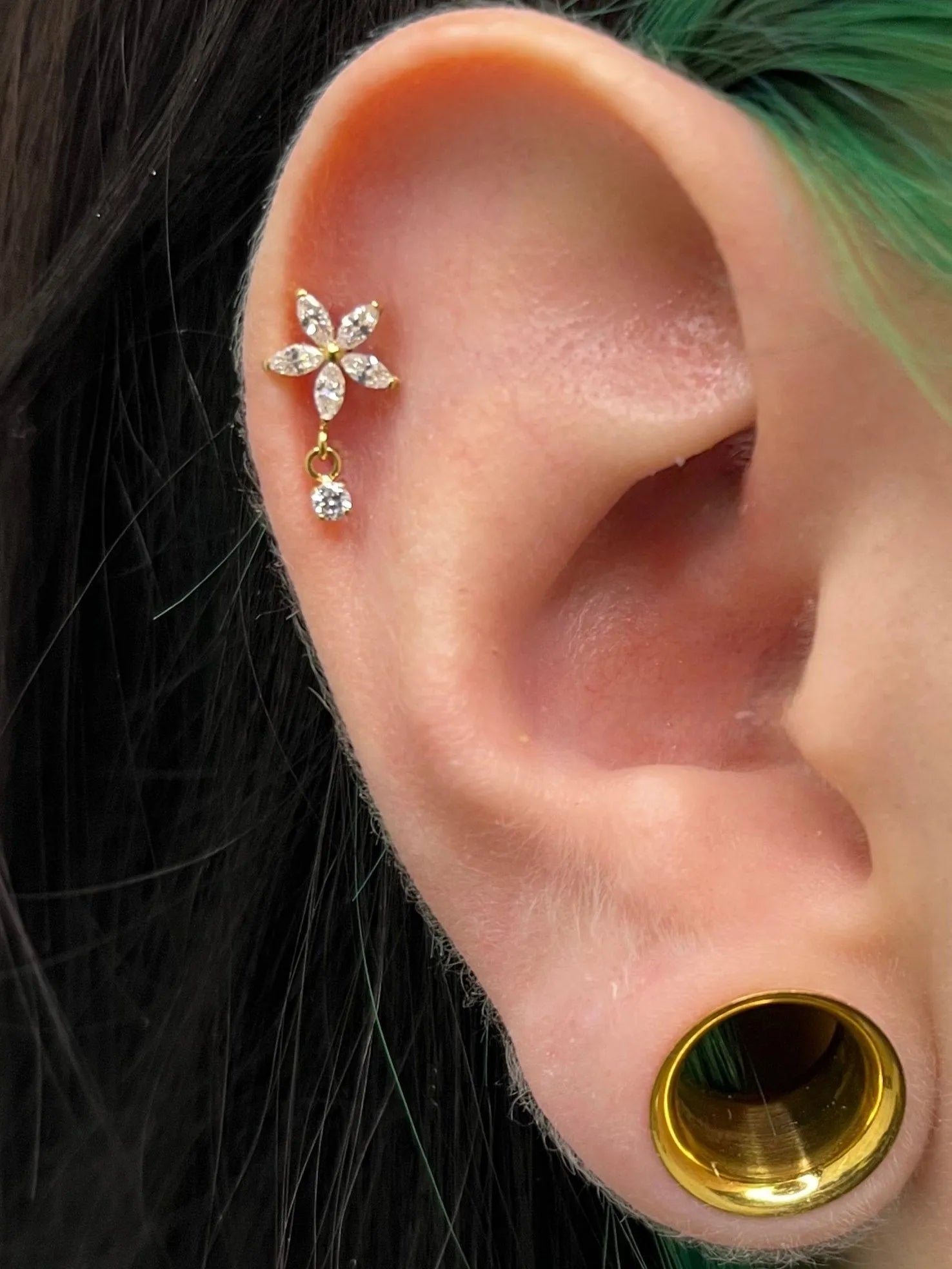 Titanium Push Pin Flat Back Stud - Flower & Cute Dangle