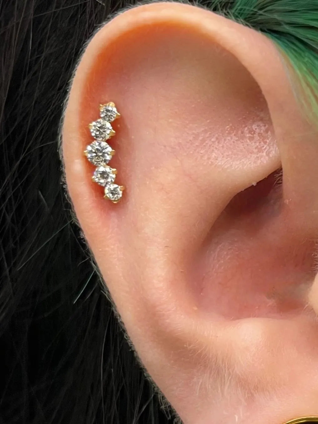 Titanium Push Pin Flat Back Stud - Dainty Crystal Arch