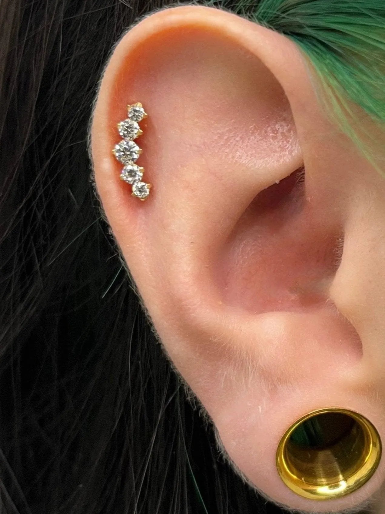 Titanium Push Pin Flat Back Stud - Dainty Crystal Arch