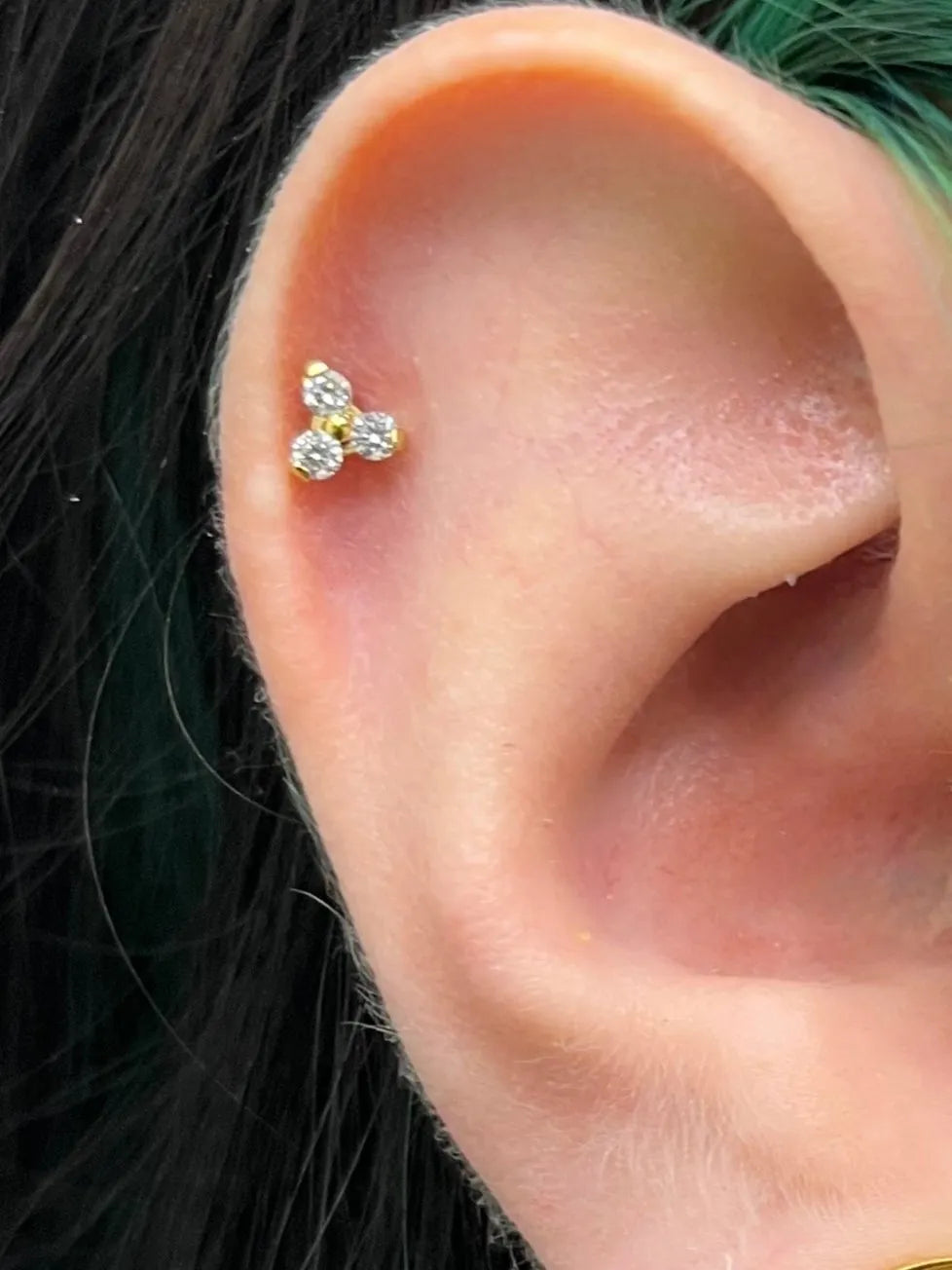 Titanium Push Pin Flat Back Stud - Crystal Trinity