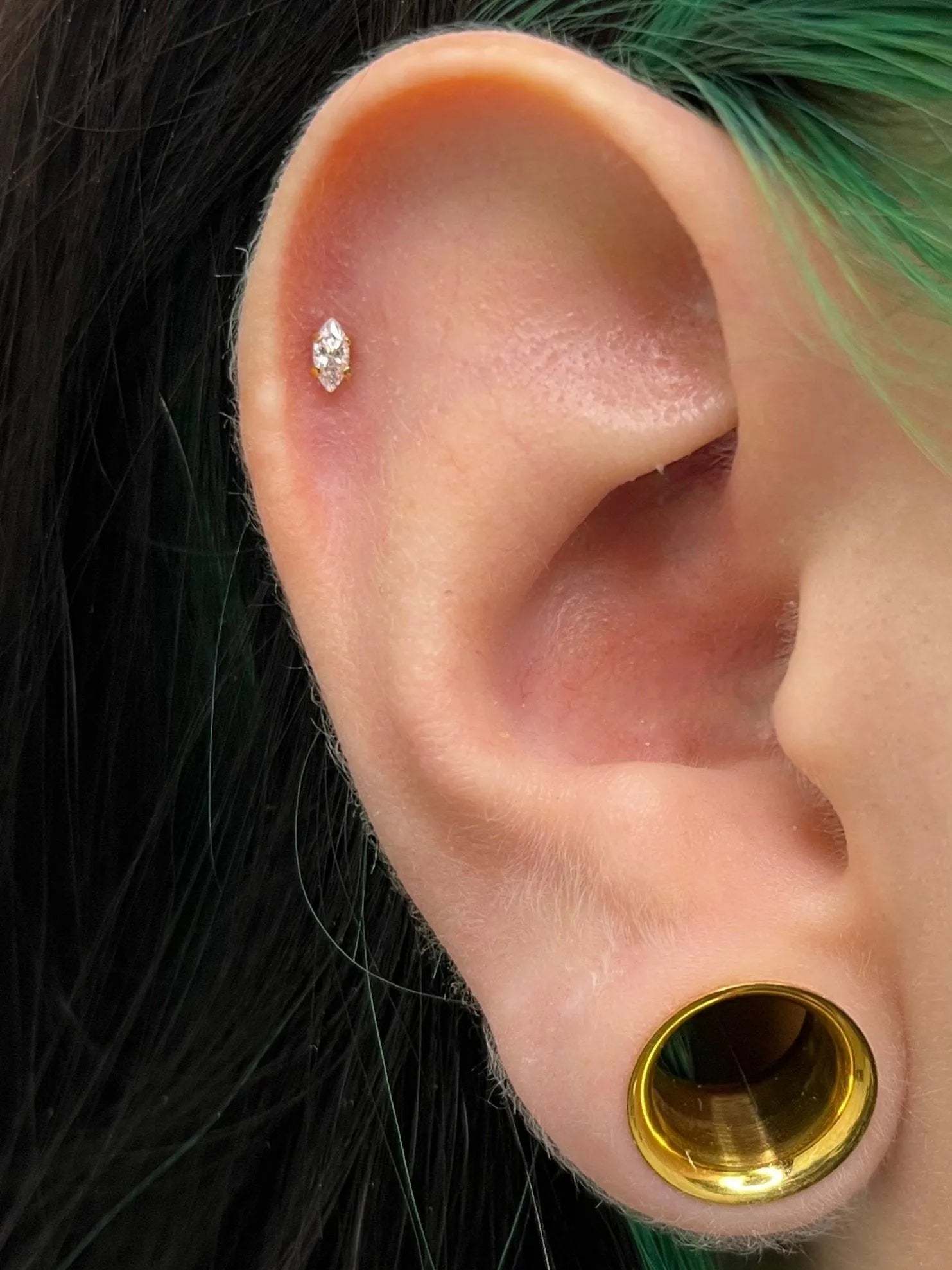 Titanium Push Pin Flat Back Stud - Mini Marquis Crystal