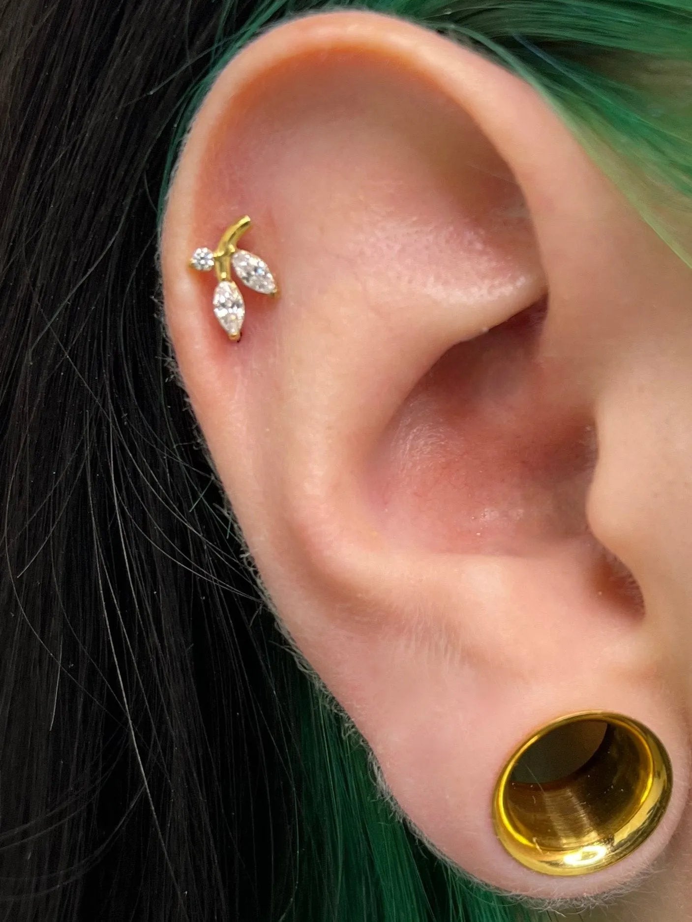 Titanium Push Pin Flat Back Stud - Crystal Branch