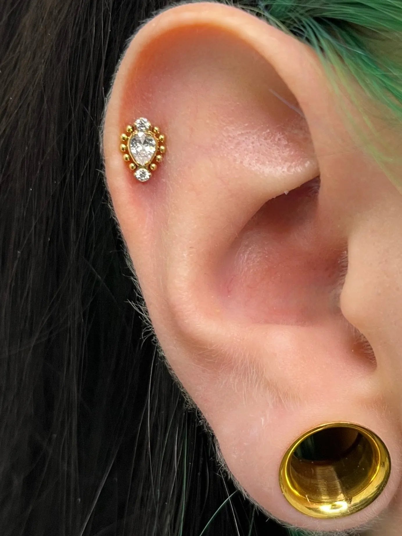 Titanium Push Pin Flat Back Stud - Beaded Oriental Design
