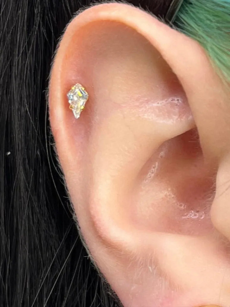 Titanium Push Pin Flat Back Stud - Crystal Rhombus