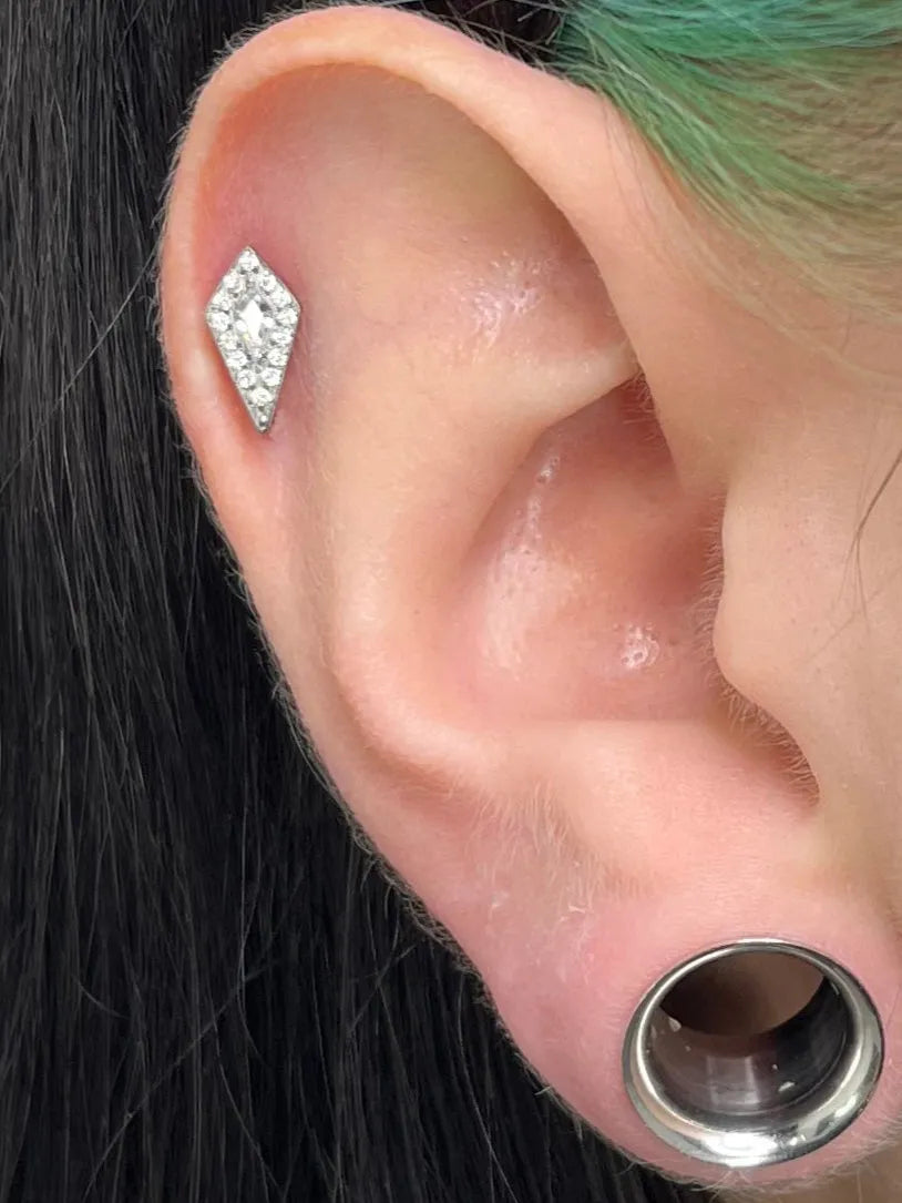 Titanium Push Pin Flat Back Stud - Royal Crystal Shield