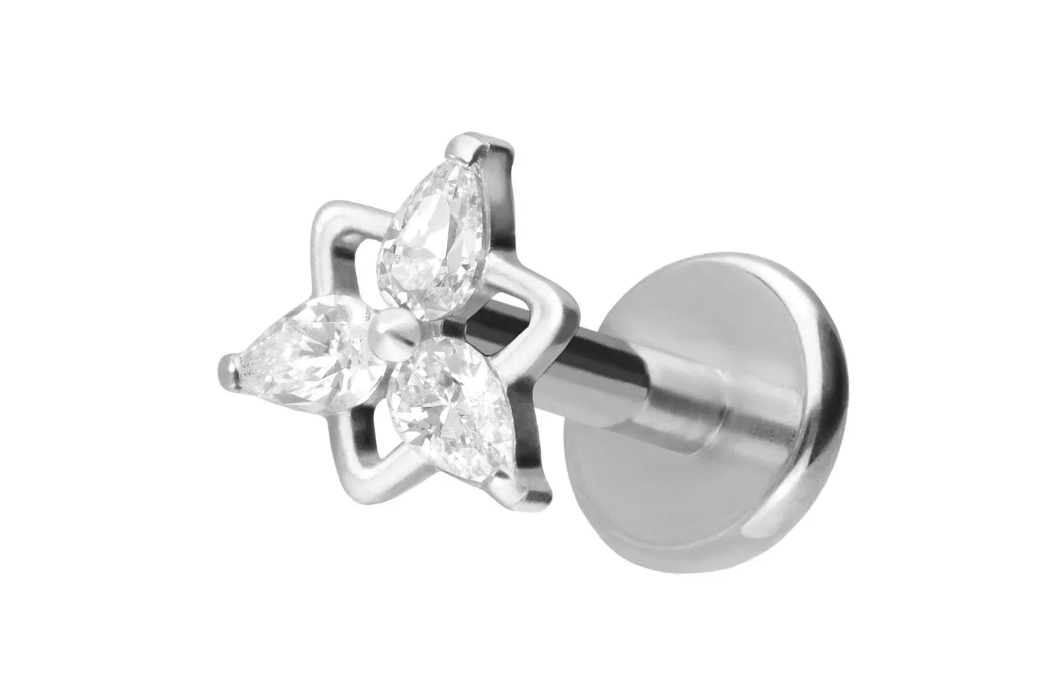 Titanium Push Pin Flat Back Stud - Mandala Flower