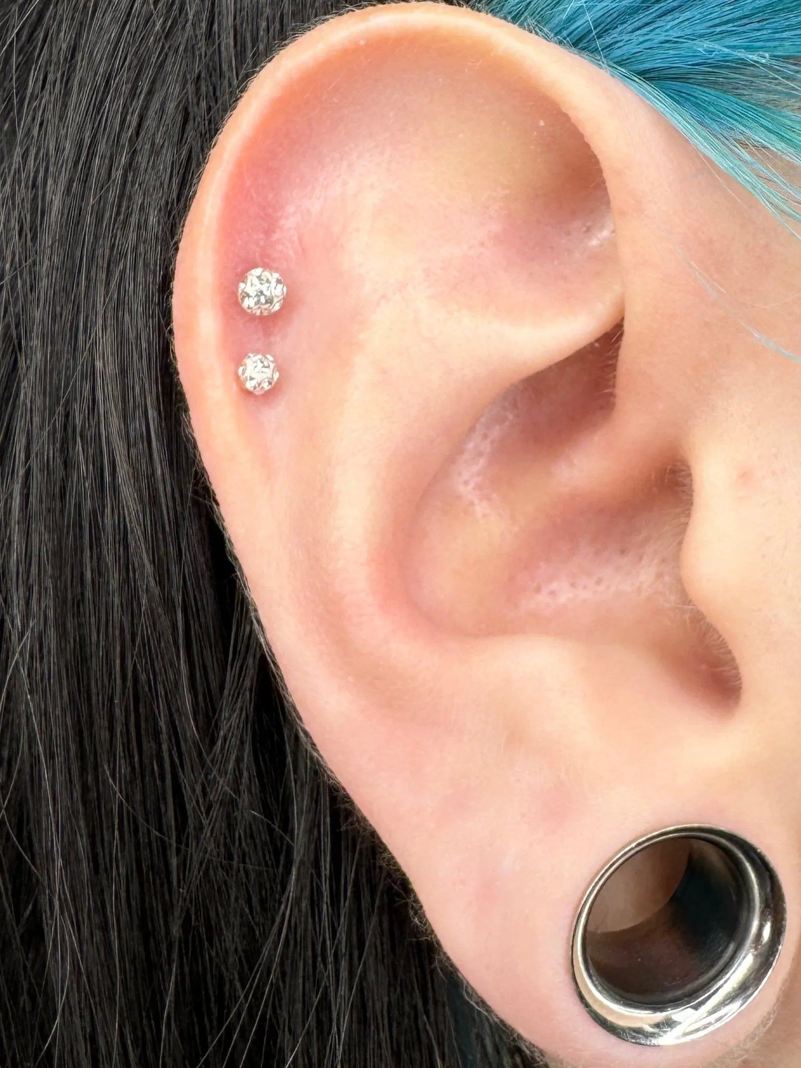 Titanium Push Pin Flat Back Stud - Multi Crystal Ball