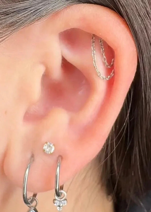 Titanium Hidden Helix Push Pin Flat Back Stud - Floating Chains