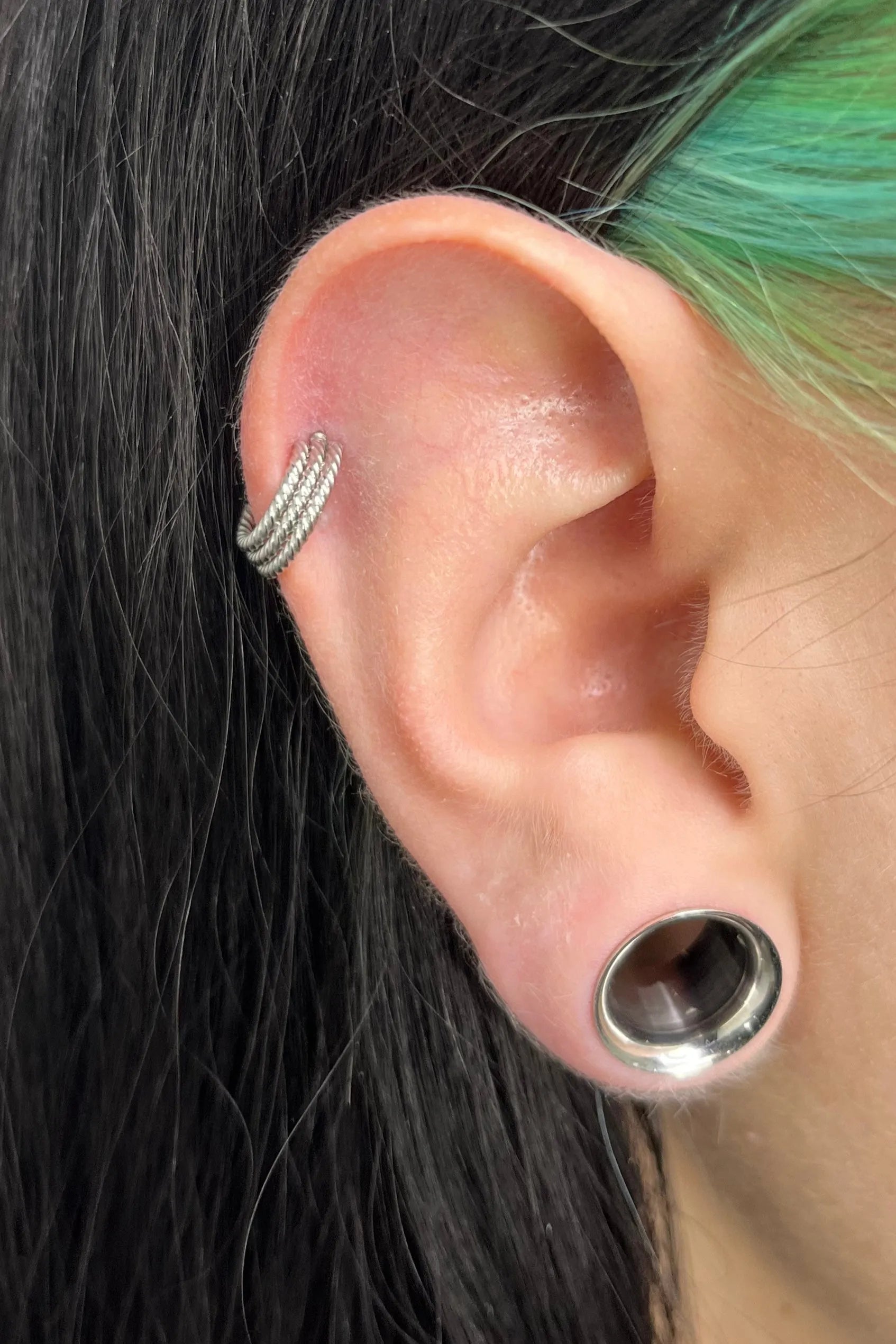 Surgical Steel Clicker Piercing Hoop - Stacked Ropes