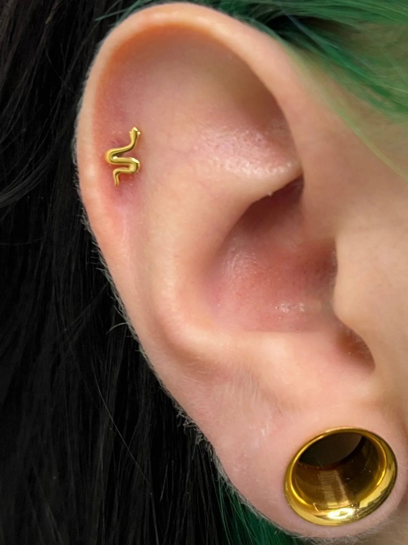 Titanium Push Pin Flat Back Stud - Dainty Snake
