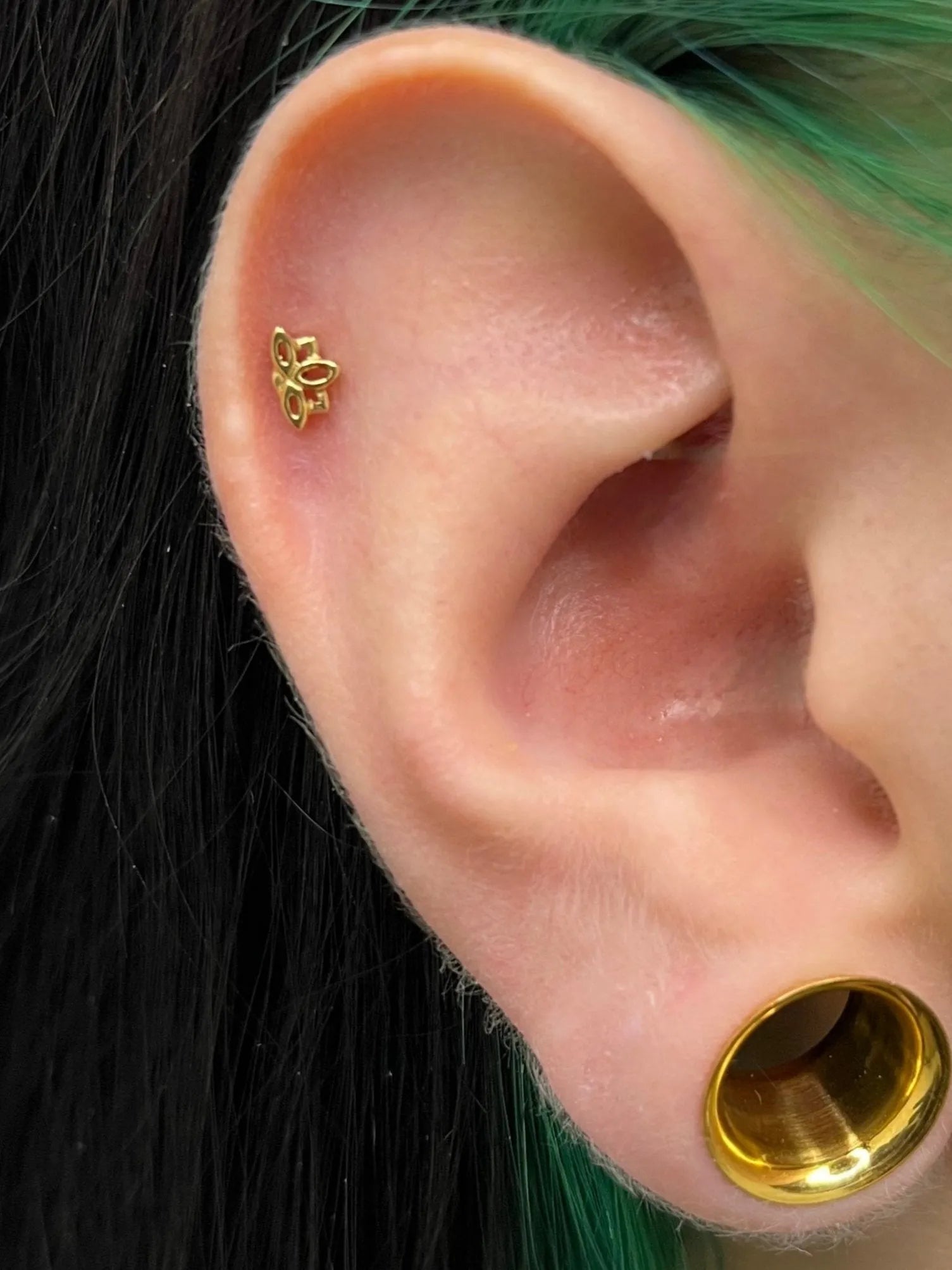 Titanium Push Pin Flat Back Stud - Mini Lotus Flower