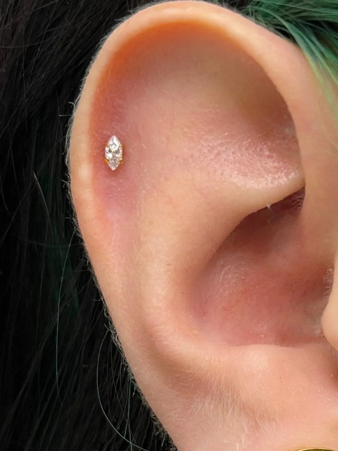 Titanium Push Pin Flat Back Stud - Mini Marquis Crystal