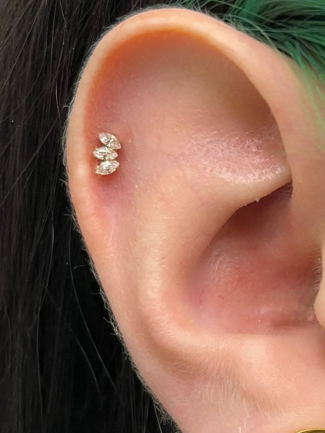 Titanium Push Pin Flat Back Stud - Dainty Marquis Design