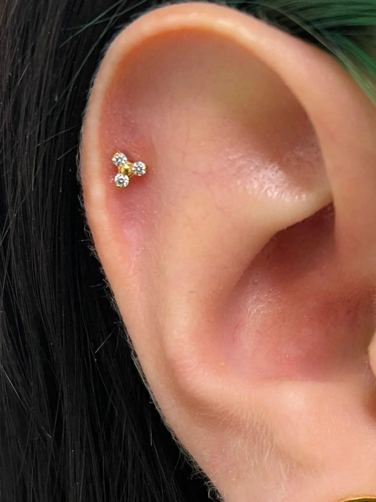 Titanium Push Pin Flat Back Stud - Mini Crystal Trinity