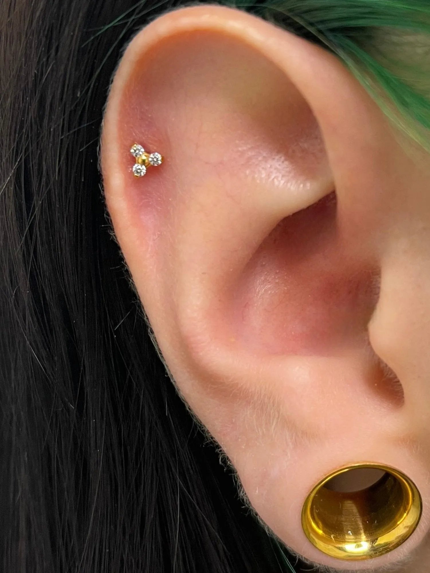 Titanium Push Pin Flat Back Stud - Mini Crystal Trinity