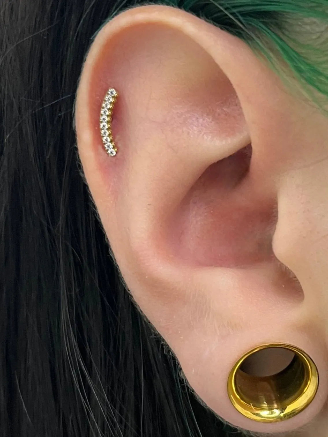 Titanium Push Pin Flat Back Stud - Shiny Crystal Arch