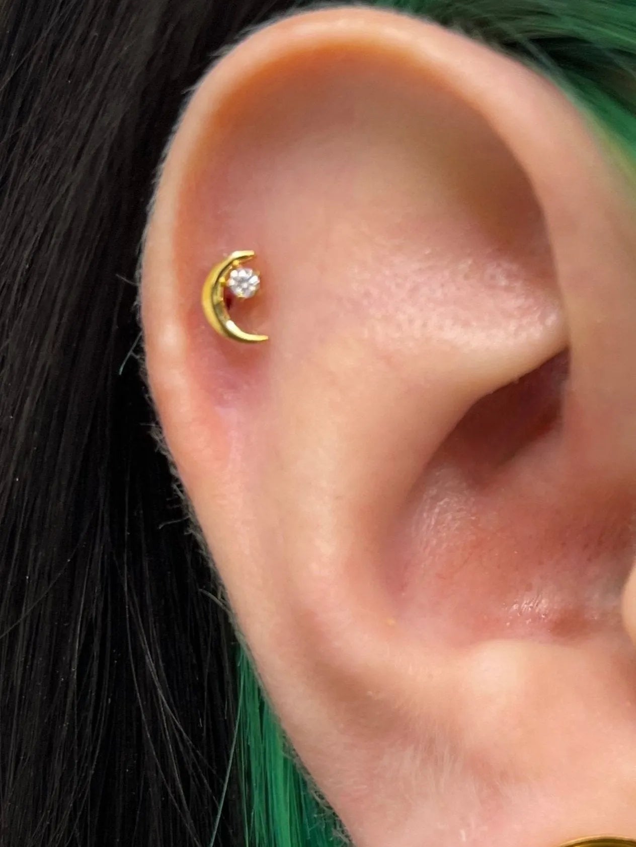 Titanium Push Pin Flat Back Stud - Cute Sparkle Moon