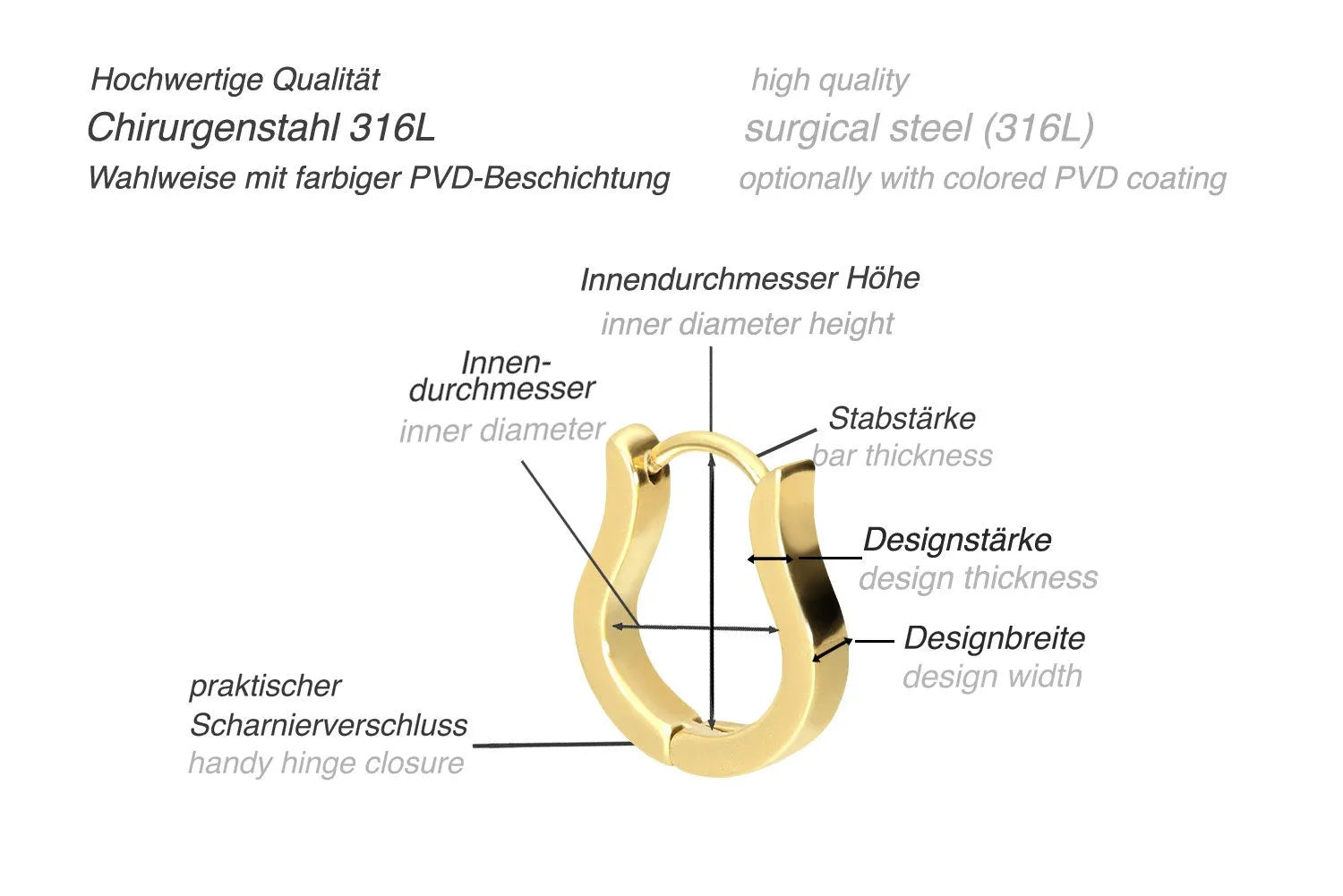 Surgical Steel Hoop Earrings - Elegant Curve