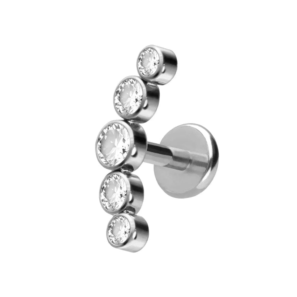 Titanium Push Pin Flat Back Stud - Rounded Crystal Curve