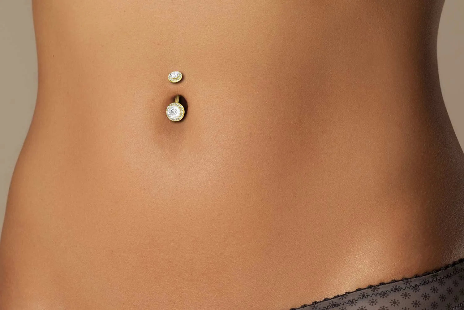 Titanium Belly Button Ring - Elegant Crystal Halos