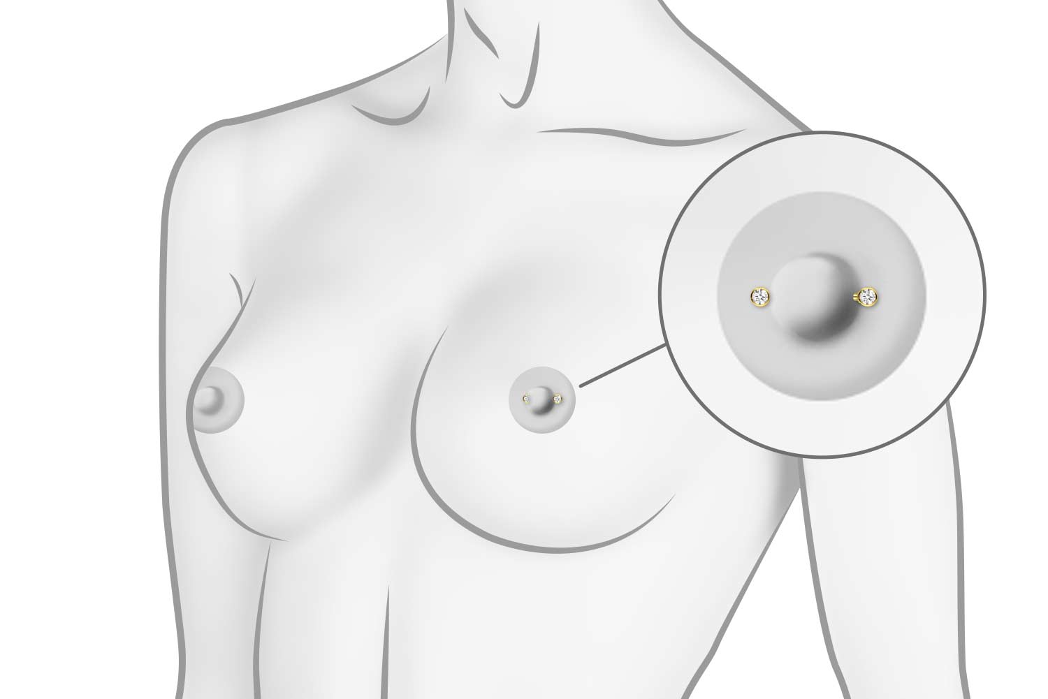 Titanium Push Pin Nipple Barbell - Dainty Crystals