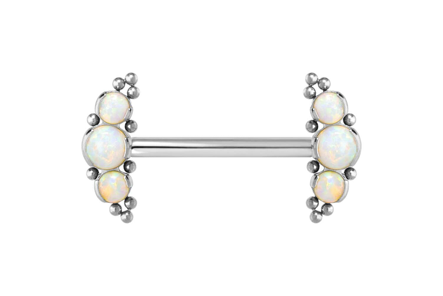 Titanium Push Pin Nipple Barbell - Beaded Opals