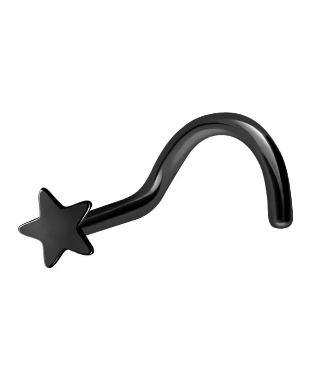 non-tarnish black nose ring with a small star