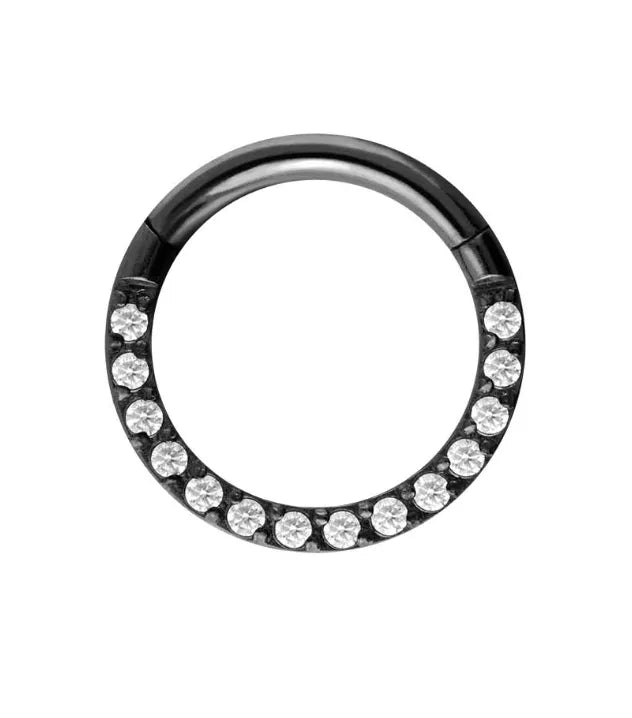 hypoallergenic black septum jewelry with dainty crystals