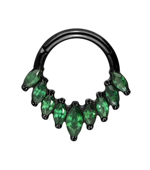 black septum jewelry featuring an unique emerald crystal design