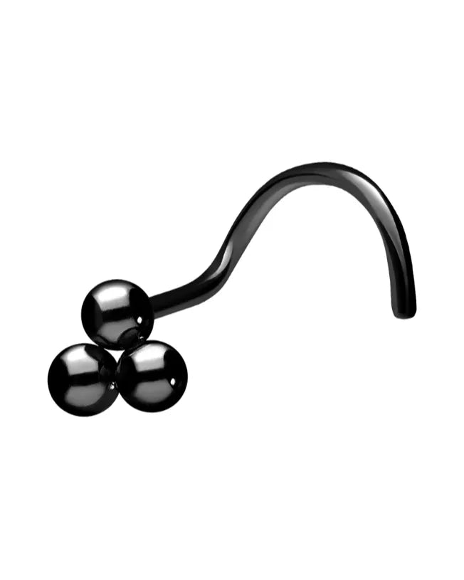 black nose ring featuring 3 cute balls