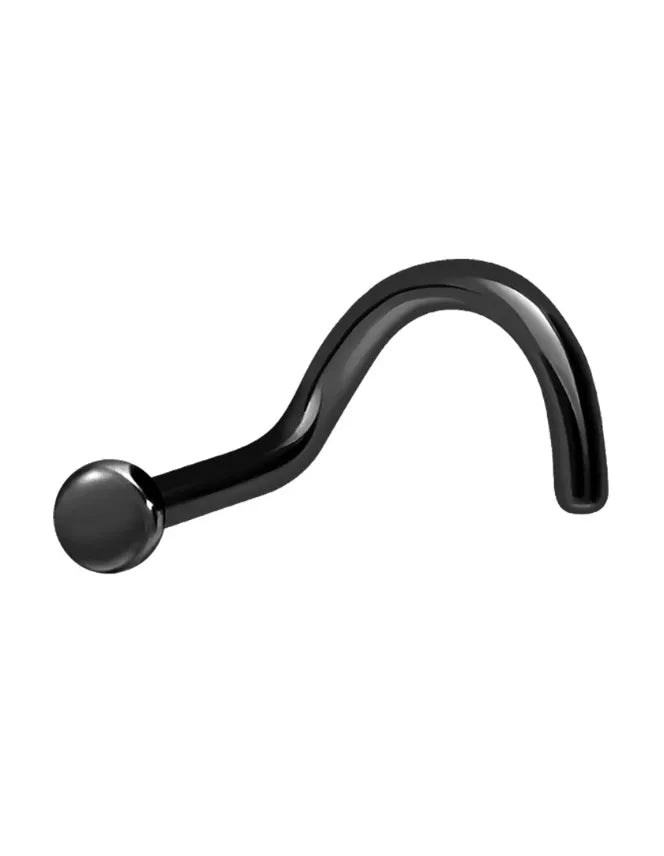 black nose ring with a small plate