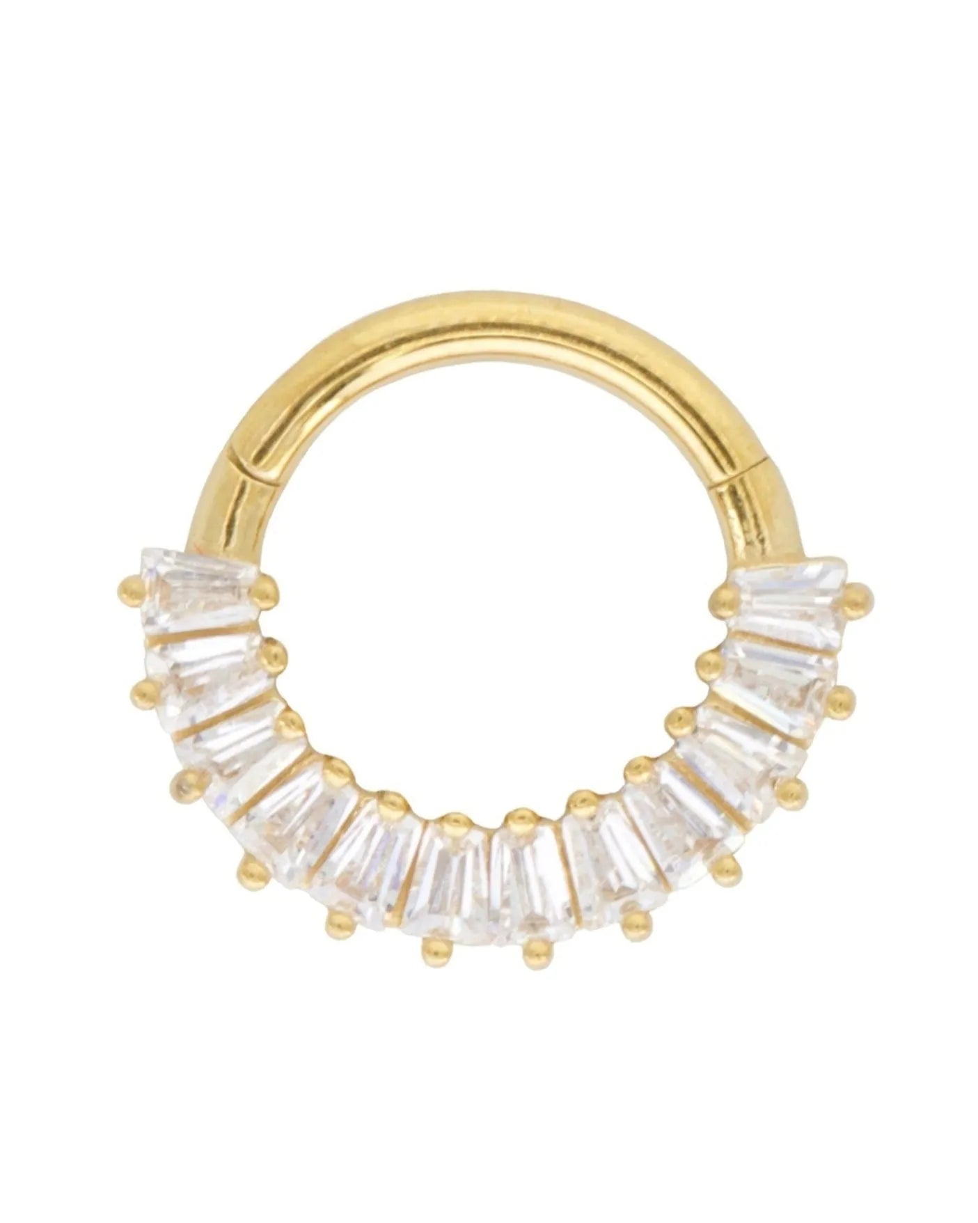 hypoallergenic gold daith jewelry featuring a stylish crystal design