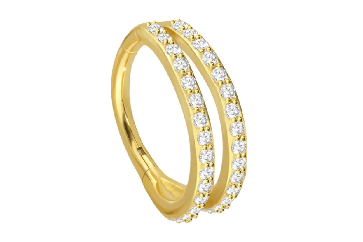 gold double hoop for cartilage & conch piercings