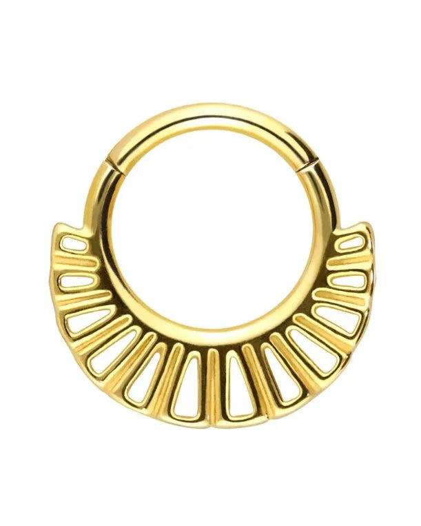 gold septum jewelry with an unique design