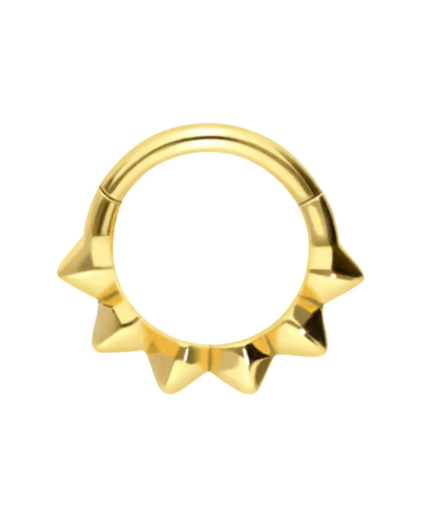 gold daith or septum jewelry featuring an edgy design