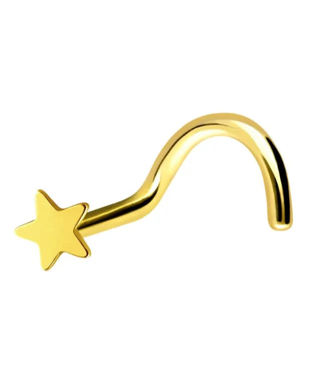 non-tarnish gold nose ring with a small star