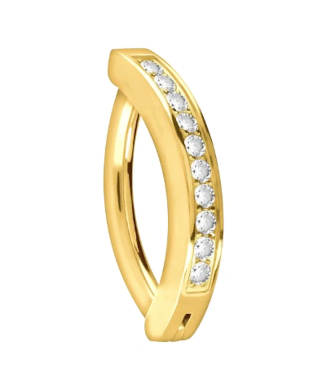 hypoallergenic gold belly ring featuring a hoop design and dainty crystals