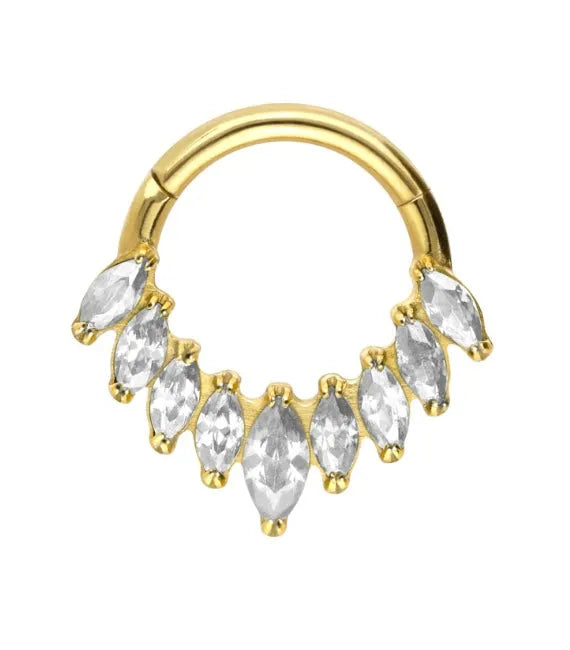 gold daith jewelry featuring an unique crystal design