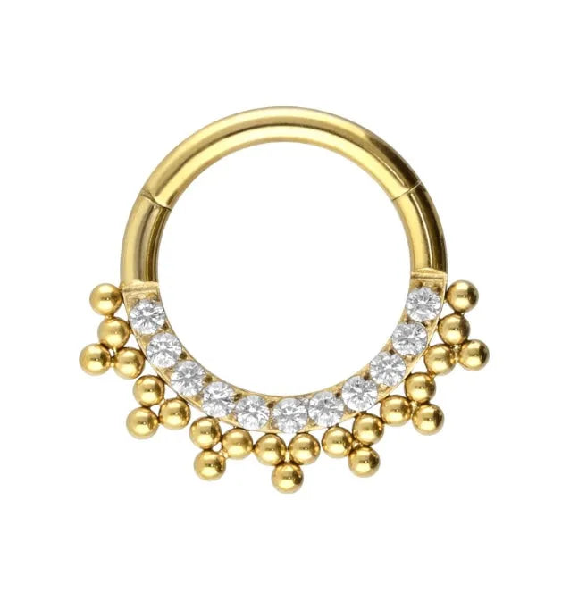 gold daith piercing jewelry with beads & crystals