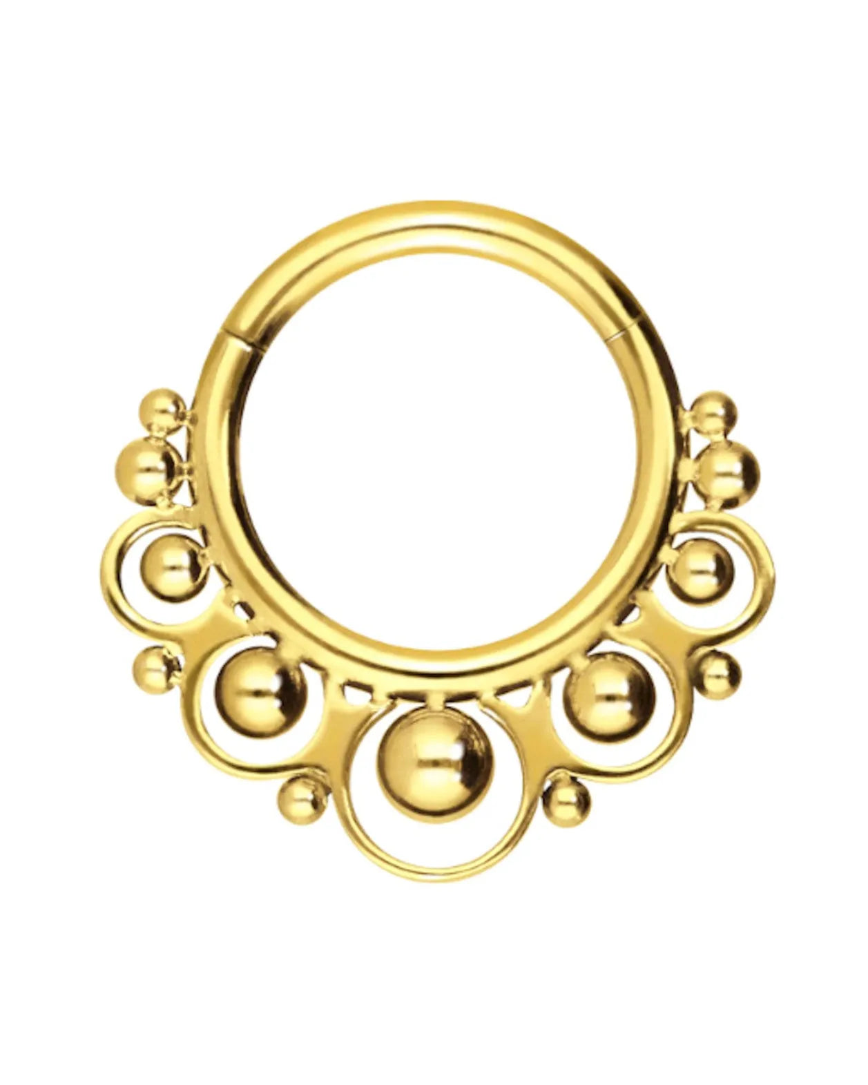 gold daith piercing jewelry with a unique beaded design