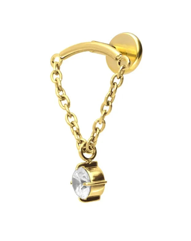 gold hidden helix jewelry with a floating gem