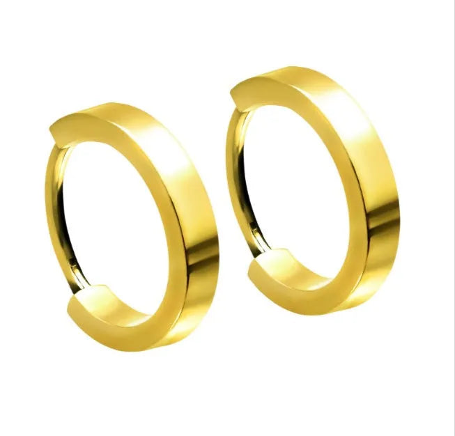 gold hoop earrings with a plain classic design